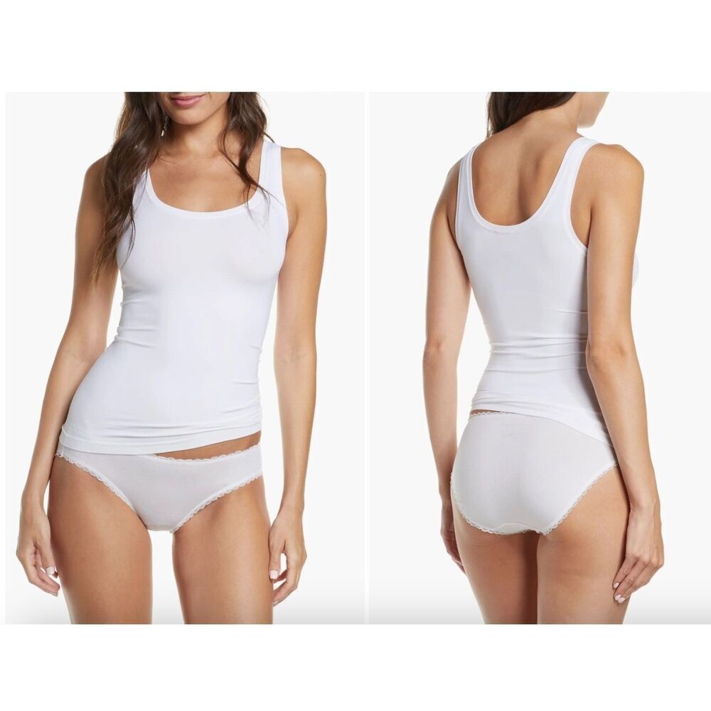 New $155 HANRO #1814 Touch Feeling Tank Round Neck White  Comfort/Soft Large